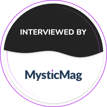 Round badge with the words Interviewed by MysticMag